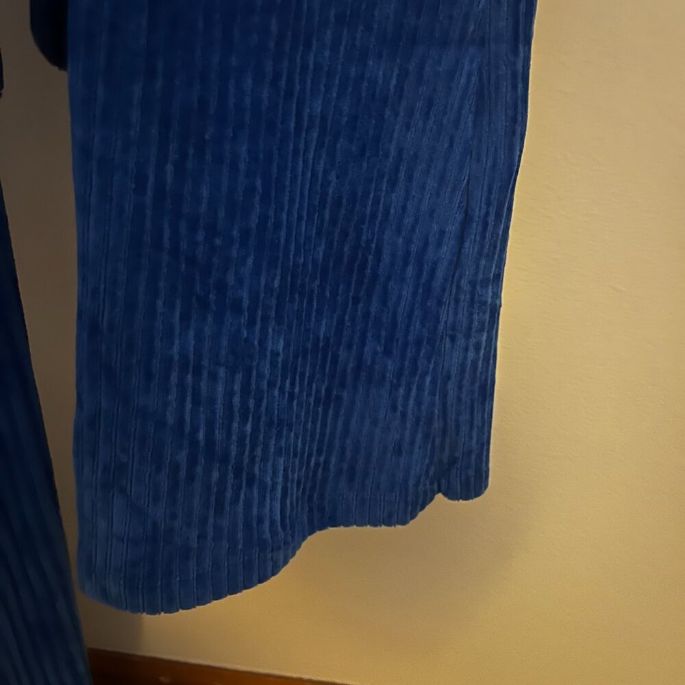 TOPSHOP/ASOS Ribbed Leg, Velour-Like Pants, Royal Blue / Size 6 - Picture 6 of 10